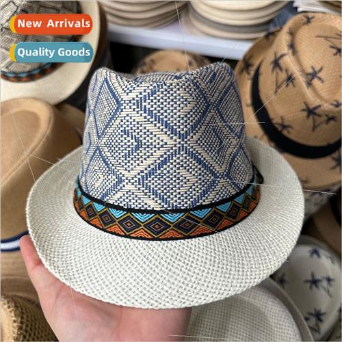 New spring and summer mens straw bowler hat short brim fashi