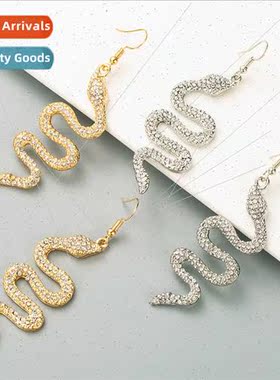 2021 Europe fashion alloy diamonds snake earrings party nd a