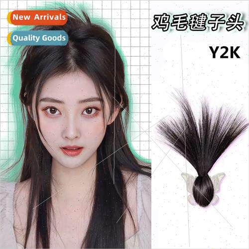 Chicken feather shuttlecock head wig female bow grab clip pi