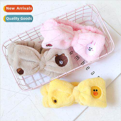 ins cute cartoon wide side wash face hair tie bunny bear chi