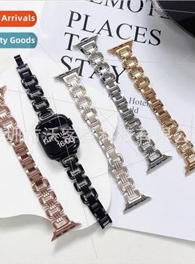 适用Apple Watch Square Sugar Stainless Steel Metal Bapple wa