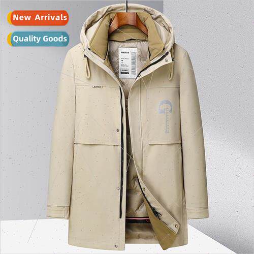 Casual medium-length work down jacket removable lining cold