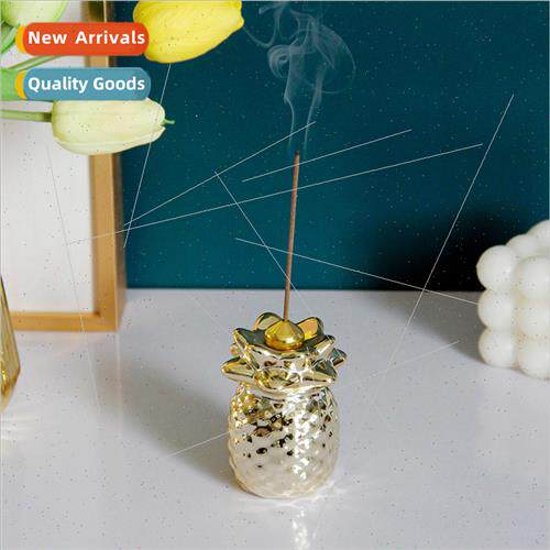 Creative gold small pineapple incense stick ceramic travel i