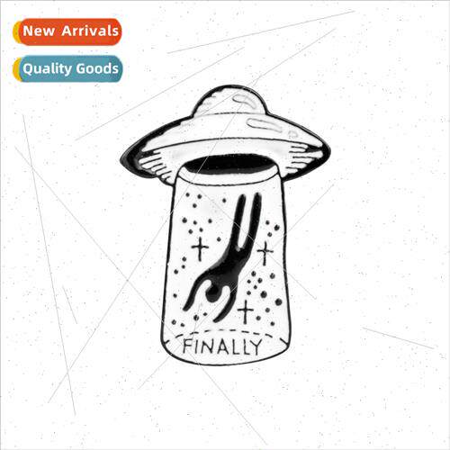 FINALLY Alien Spaceship Oil Drip Brooch Lapel Pin Badge Jewe