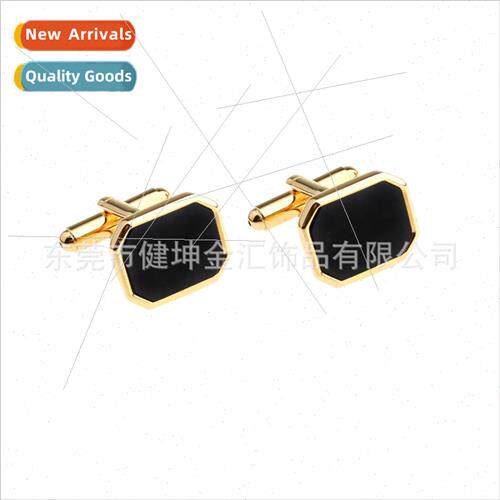 mple Business Octagonal Black Gemstone Cufflinks Gold Gemsto