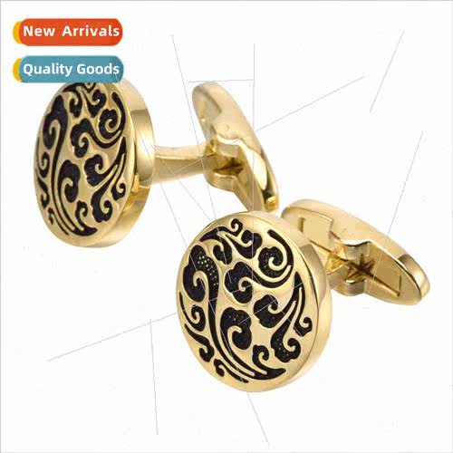 gold black auspicious cloud pattern cufflinks French shirt c