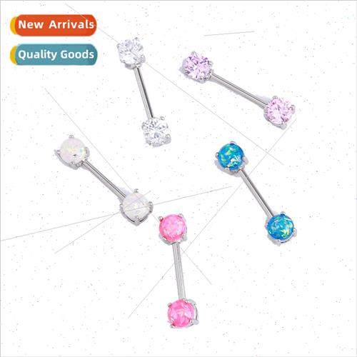 pple ring Opal nipple ring stainless steel jewelry double-la