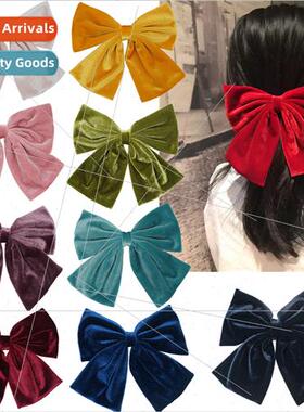 8inch gold velvet big bow hair clip ladies hair card headdre