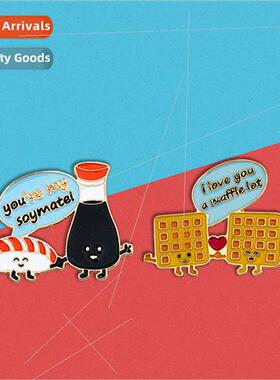 Japan cute cartoon pin salmon sushi waffle pin kawaii food s