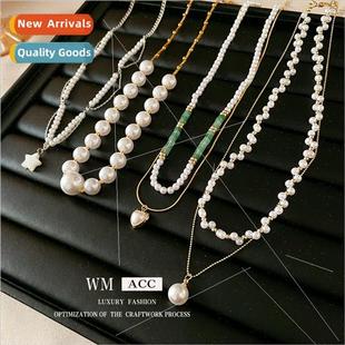 Baroque Pearls Necklace Elegant Pairing Collar Chain French