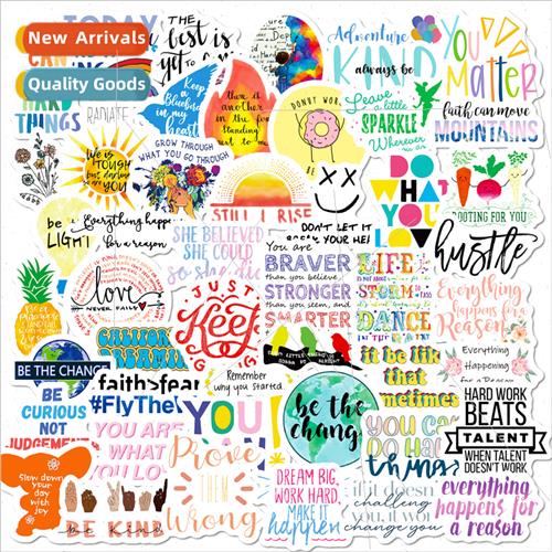 50 small size 4cm inspirational English slogan luggage stick