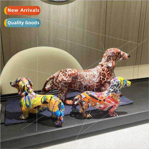 Europe dazzling color desktop large dachshund creative resin