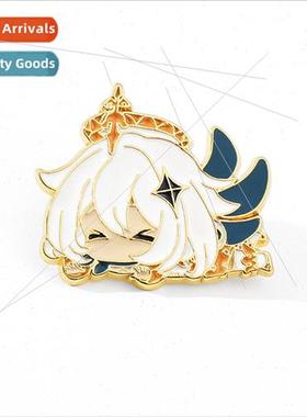 al God Anime Brooch Binary Game Paimon Pin Cute Metal Badge