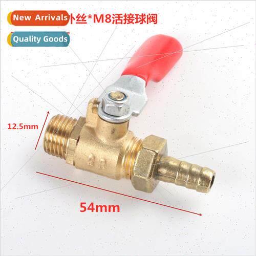 Thickened copper live-connecting red handle ball valve 1/4 e