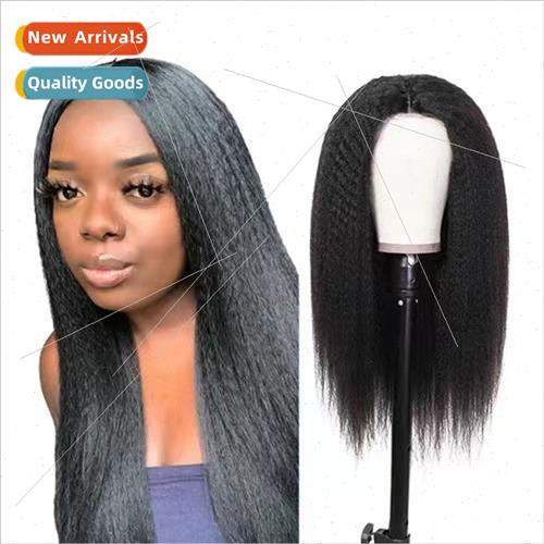 Europe Women Wigs Front Lace Yaki Medium Length High-tempera