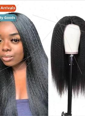 Europe Women Wigs Front Lace Yaki Medium Length High-tempera