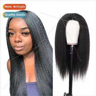 Europe Women Wigs Front Lace Yaki Medium Length High-tempera