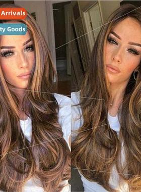 Europe Women Parted Long Curly Hair Big Wave Curly Wig Sets