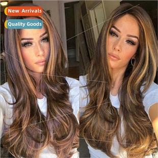 Europe Women Parted Long Curly Hair Big Wave Curly Wig Sets