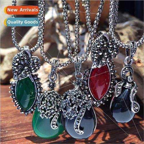 Europe retro water drop pendant necklace female Korean fashi