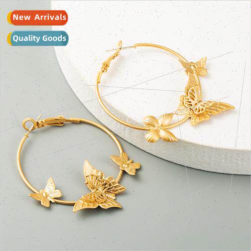 Europe creative butterfly earrings female electroplated sub-