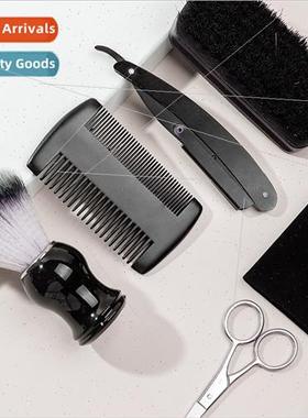 Black Men Beard Care Set Beard Trimming Scissors Comb Sweepi