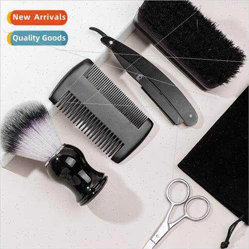 Black Men Beard Care Set Beard Trimming Scissors Comb Sweepi