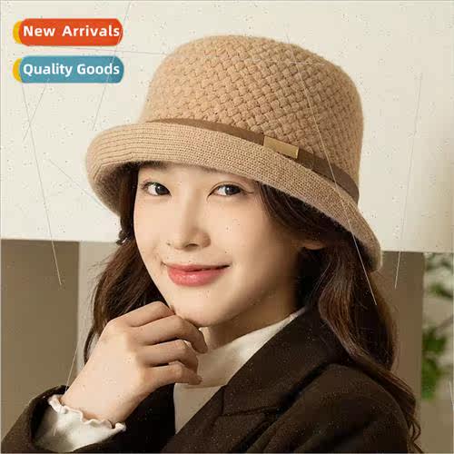 Hat female autumn and winter new knitted pot hat elegant sma