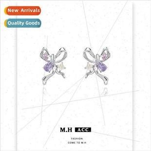 earrings ins cool flutter wind sweet spring fresh Bow niche