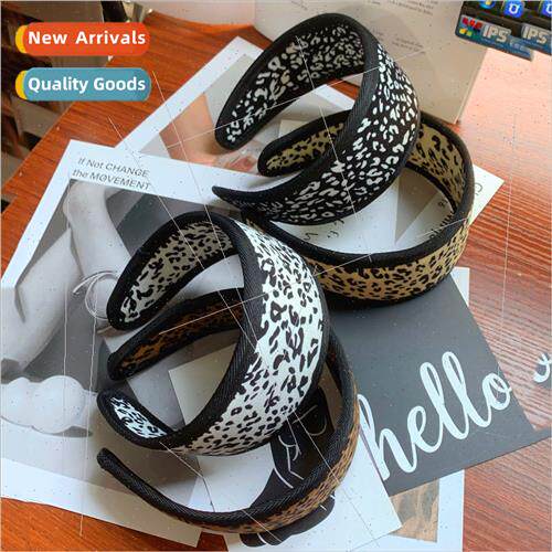 Wrapped edge leopard print hair band female wash face headba