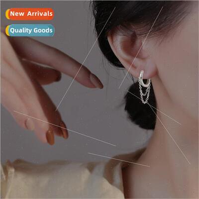 Double tassel circle earrings sweet spicy wind couple chain