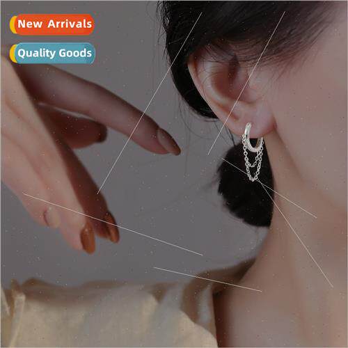Double tassel circle earrings sweet spicy wind couple chain