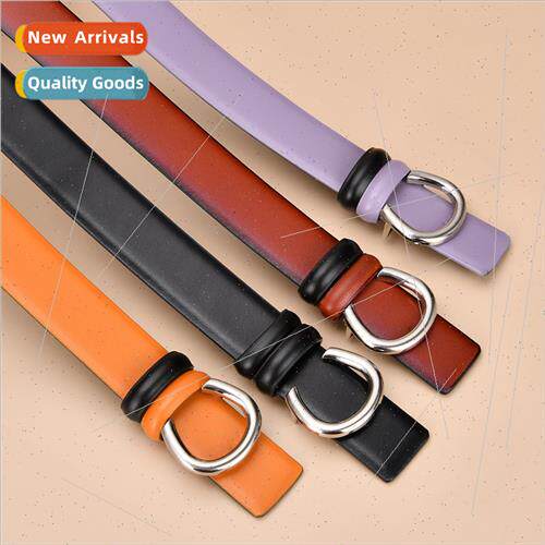 Women leather belt double-sided available cowhide belt women