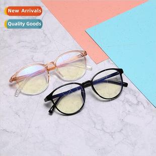 women frame light blue anti glasses flat round Fashion