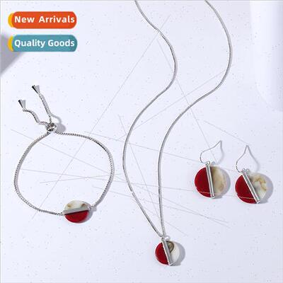 Copper gold plated geometric pendant with semi-precious ston