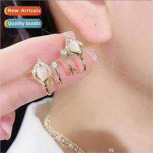 Korea cat earrings silver deli diamond needle micro S925 eye