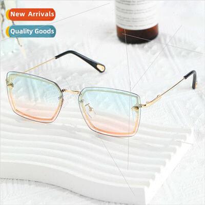 new Europe rimless cut edge small Square Frame metal rice na
