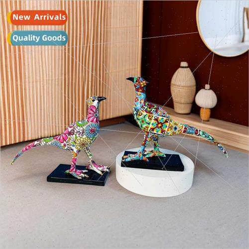 Europe creative robin ornament dazzle color home resin craft