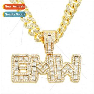 splicing full diamond Chao pendant creative letters nec male