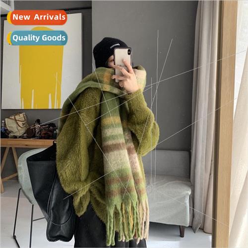 Large tassel pull flannel scarf warm thickening soft Mirad s