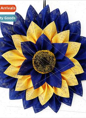 Ukrainian yellow blue sunflower wreath spring simulation pet