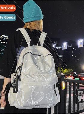 Mori system simple shoulder bag female Korean graffi reflect