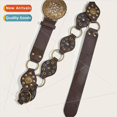 Millennial Hottie ins Retro Circle Rivet Belt Flight Spell R