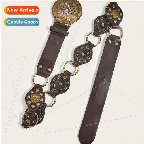 Millennial Hottie ins Retro Circle Rivet Belt Flight Spell R