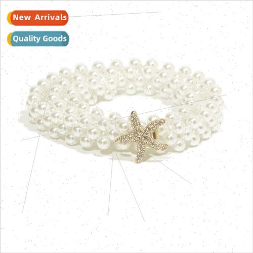 Women pearl waist chain New sweet starfish buckle pearl elas