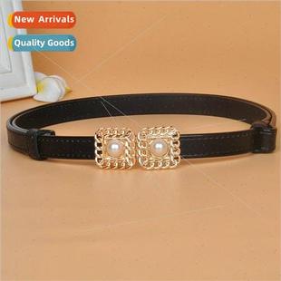 Korean fashion small buckle bel dress belt shirt Pearl skirt