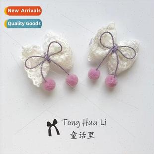 lace hairball bow Children clip clips baby hair