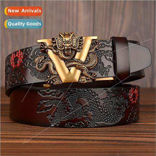 Bully V word dragon men belt cowhide double dragon play bead