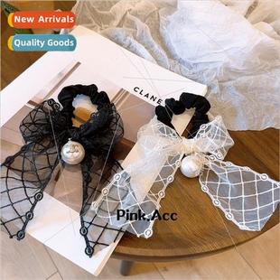 bow large high retro texture band lace hair Korean intestine