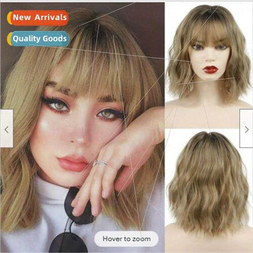 Europe wig women fashion short hair corn permed wig rose net